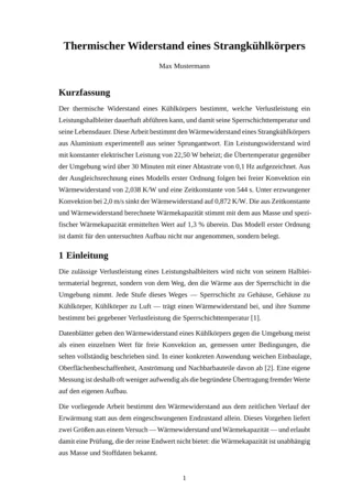 Erste Seite einer Arbeit, gesetzt in der Vorlage Dissertation Klassisch