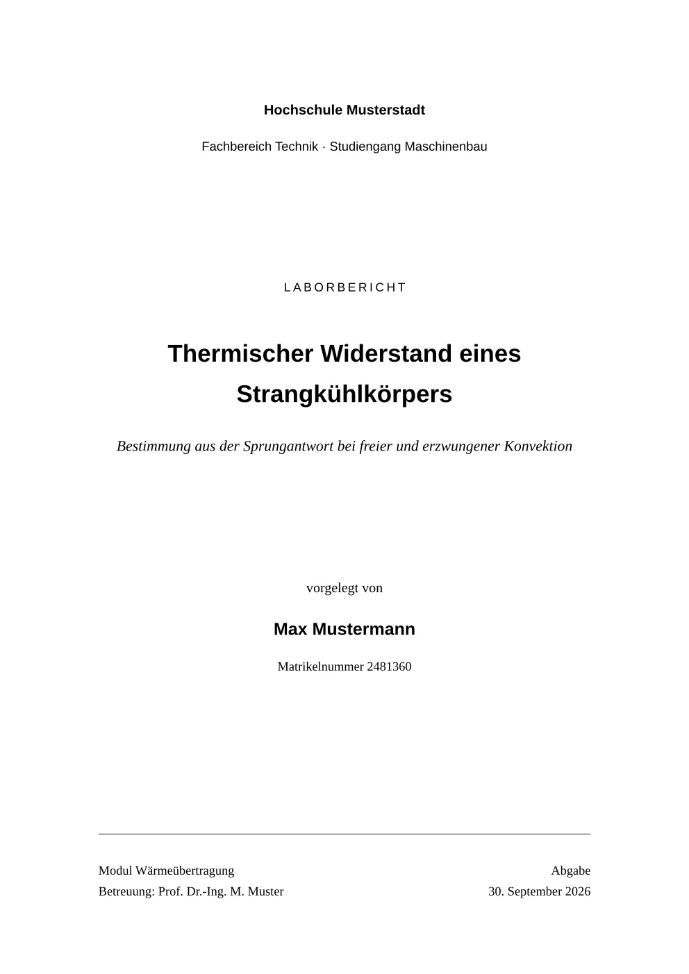 Erste Seite der Arbeit in der Vorlage Abschlussarbeit
