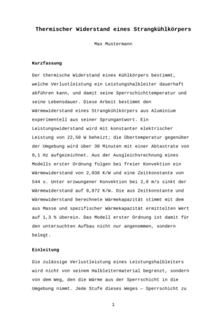 Erste Seite einer Arbeit, gesetzt in der Vorlage Normseite (30×60)